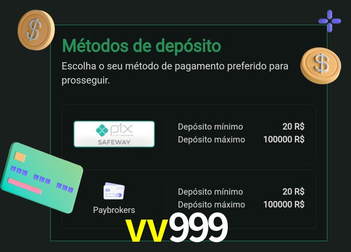 O cassino vv999 oferece uma grande variedade de métodos de pagamento